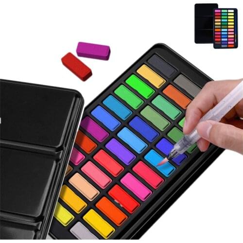 12/18/24/36 Colors Portable Watercolor Paint Set Solid Pigment With Watercolor Paint Brush Art Supplies for Painting Lovers