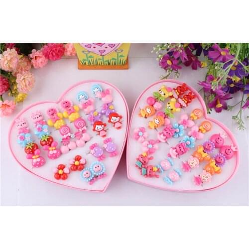 20pair Lovely Cartoon crystal children jewelry baby girl Earrings, kids ear clip on Pierced alloy painless earrings mixed styles