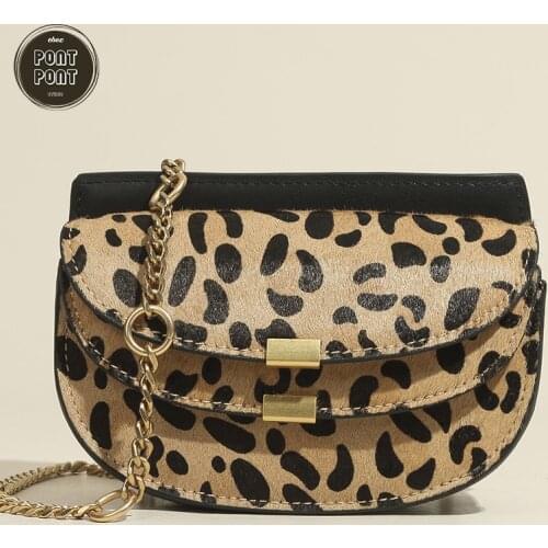 2021 Designer Leopard Genuine Real Leather Horse Hair Handbag Shoulder Bag Crossbody Bag For Women Luxury Flap sac a main femme