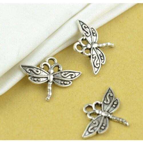 35Pcs Zinc Alloy dragonfly Charm vintage Tibetan Silver Pendant Jewelry Products Charms Diy Pendants For Bracelets D225