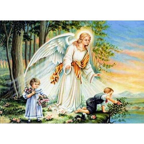 5D DIY Diamond Painting Angel Guardian Baby Full Square Diamond Embroidery Pattern Mosaic Rhinestones Art Stickers Decor DF438