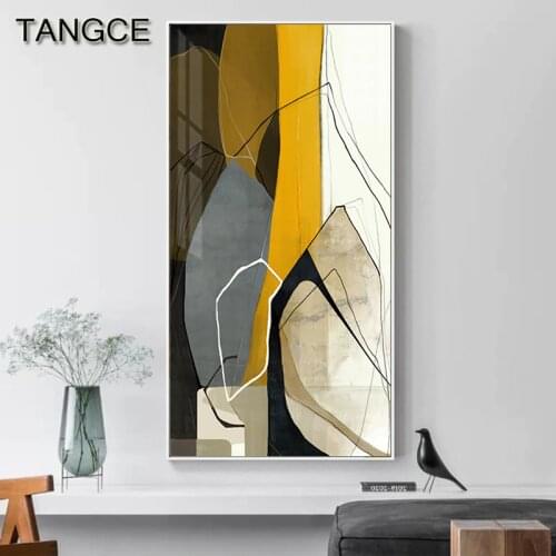 Abstract Yellow Grey Canvas Painting Big Poster Print Modern Wall Art Pictures for Living Room Bedroom Decorative Nordic Posters