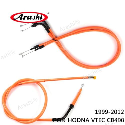Arashi Motorcycle Accessories Throttle & Clutch Cables Stainless Lines for HONDA VTEC CB400 1999 2000 2001 - 2012 CB 400 1 Set