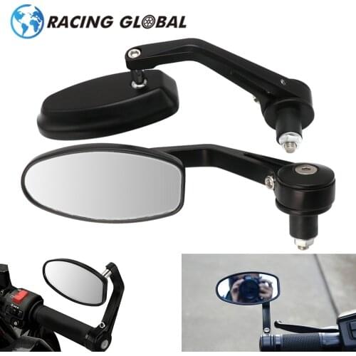 ALCON-Racing Rearview Mirrors 7/8" Handlebar End Universal Side Mirror For YAMAHA DUCATI Cafe Racer Victory Triumph Daytona Moto