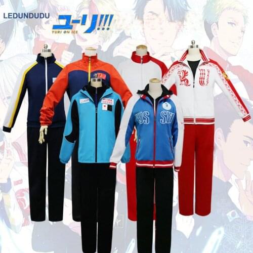 Anime Yuri!!! on Ice Katsuki Yuri Plisetsky Sportswear Victor Nikiforov Christophe Guang-Hong Ji Uniform Outfit Cosplay Costume