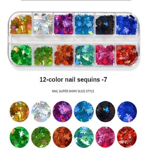 Nail Art Sequins Long Strip Boxed Ultra-Thin Laser Butterfly Flame Maple Letters Beginners Makeup Artist Operate Convenience