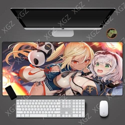 XGZ Large Computer Keyboard Desk Mat Black Lock Edge Two Sexy Cute Girls Anime HD Custom Gaming Mouse Pad Rubber Non-slip Xxl