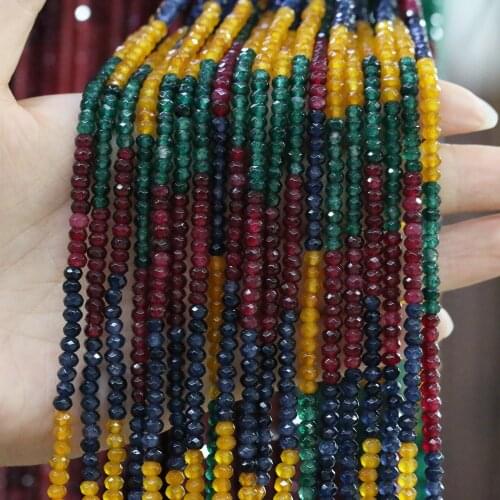 Faceted Flat Beads Natural Stone Gem Beads Small Section Loose Beads For Jewelry Making Bracelet DIY Necklace Accessories