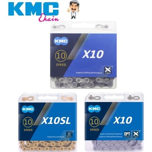 KMC 10 Speed Chain X10 X10EPT X10SL GOLD /SILVER 116 Links 10V MTB Road Bike Chains Original Boxed Mountain Bicycle Parts