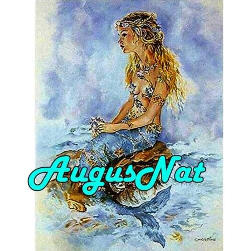 Girl diamond painting mermaid daimond embroidery beauty puzzle pictures diamant mosaic children beads canvas poster big size