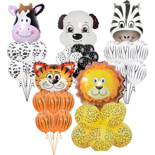 Jungle Animal Balloons Printed Cow Tiger Zebra Leopard Latex Balloons 12inch Kids Birthday Party Decoration Baby Shower supplies
