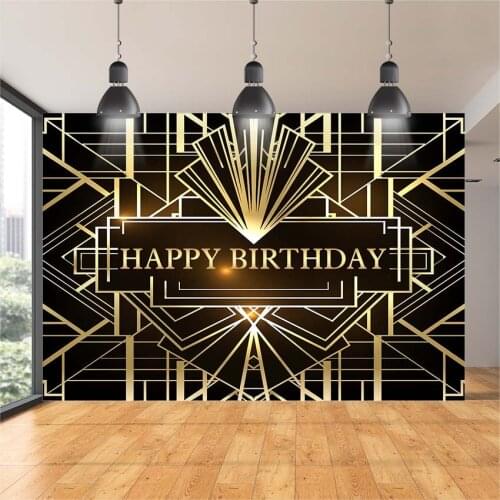 Photography Backdrop 1920s Black and Gold Background Retro Gatsby Birthday Backdrop Children Party Props customized products