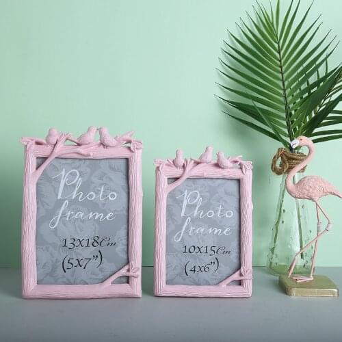 Retro Resin Bird Photo Frame Vintage Wedding Home Decor Tree Picture Desktop Ornaments Crafts Gift Kids Family Rectangle Frame