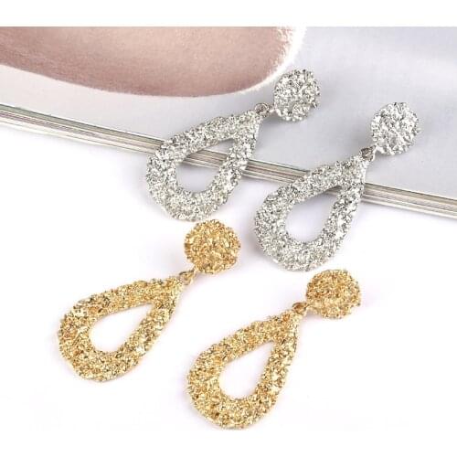 HOCOLE Fashion Metal Drop Earrings For Women Gold/Silver Color Geometric Vintage Metal Dangle Earring Statement 2019 New Jewelry