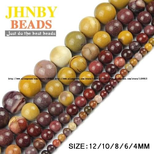 JHNBY Mokiate beads egg yolk Natural Stone 4/6/8/10/12MM Round Loose beads ball for Jewelry making accessories bracelets DIY
