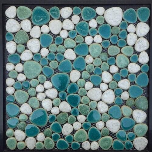 Green White Fambe Ceramic Mosaic tile for Kithchen Shower Bathroom wall sticker swimming pool garden floor tile DIY