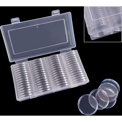 20sets Round 41mm Direct Fit Coin Capsules Holder Display Collection Case With Storage Box For 1 oz American Silver Eagles SN774