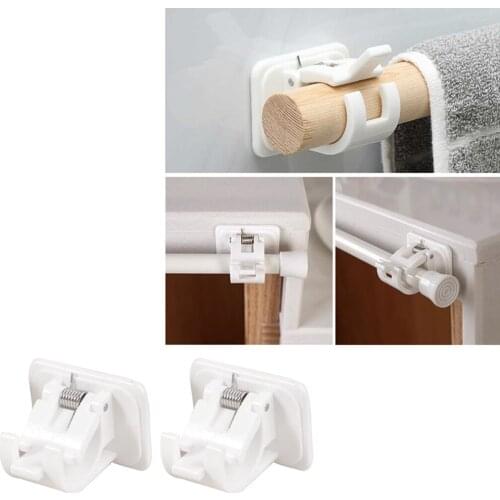 2pc Curtain Rod Brackets No Drill Adjustable Curtain Rod Holder for Kitchen Curtain Pole Holder Hooks