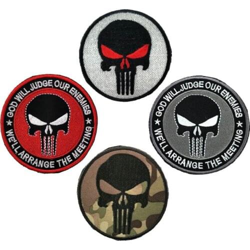 Punisher Embroidered Velcro Armband 3D Skull Badge Military Cloth Patch Outdoor Backpack Epaulets Halloween Dress Up DIY Badge