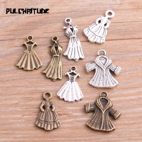 20PCS 4 Style New Product Two Color Ladies Coat Ladies Dress Charms Pendant Jewelry Metal Alloy Jewelry Marking