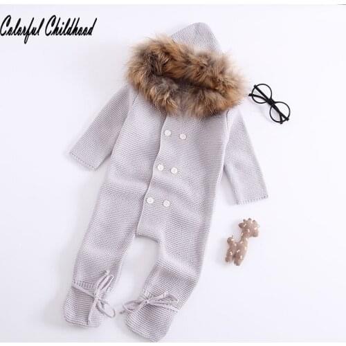 Newborn baby clothes Spring autumn infant boy/girls knitted rompers cotton sleeve jumpsuit toddler kids pajamas 0-24m
