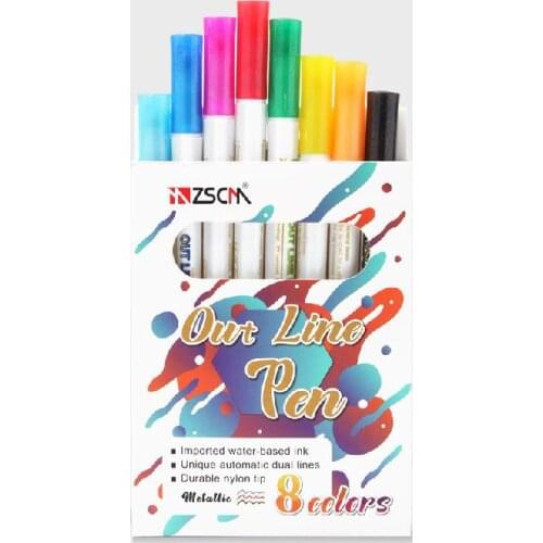 Office student pen student Phnom Penh double line pen color hand account pen dream pen outline pen hand drawing pen 8 sets