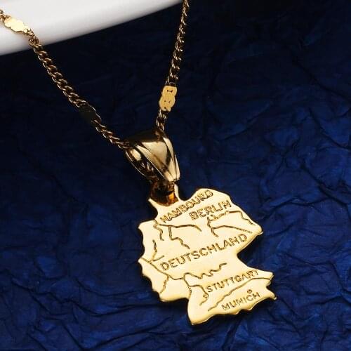 Gold Color Deutschland Map Pendants Necklace for Women Trendy Map Chain Jewelry