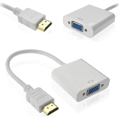 White 1080P HDMI-compatible Male to VGA RGB Female Video Converter Adapter Cable New for PC Laptop Tablet Projector 23.5cm