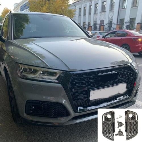 Fit For Audi RSQ5 RS Q5 2018 2019 Car Front Bumper Fog Lamp Grills Fog Light Grills in Racing Grills ABS Replacement