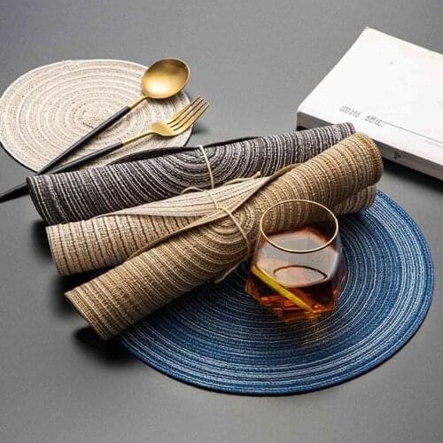 Rattan Straw Braid Coaster Handmade Round Cup Pad Bohemia Style Non-slip Mat Heat Insulation Table Mat Coffee Cup Coaster