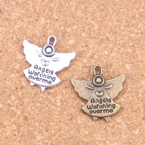 12pcs Charms For Jewelry Making guardian angel watching over me 20x19mm Antique Silver Plated Pendants DIY Handmake Necklace