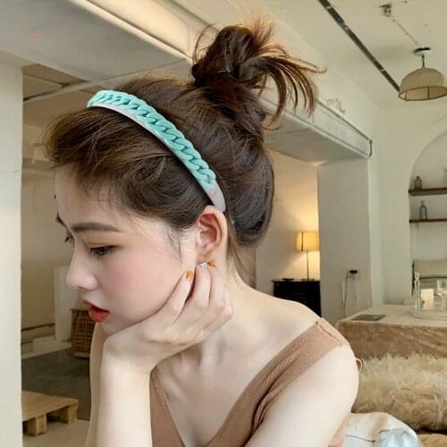 Sweet Korea Headbands For Women Designer Hairbands Pure Color Head Bands Fashion Thick Chain Cross Hair Bands Hair Accessories