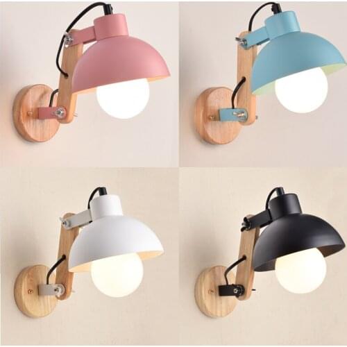 Simple modern Wall Lamps bedroom bedside lamp and cafe restaurant retro wooden adjustable wall light LU71356 YM