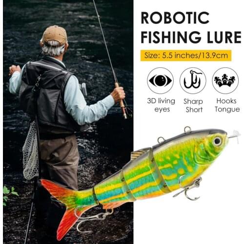 Robotic Fishing Lure USB Rechargeable Self Swimming Fishing Lures Smart Lure Automatic Electronic Fish Multi-joint Bait