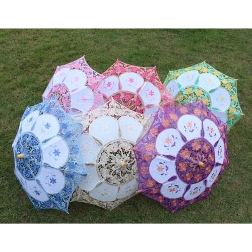 Handcraft Mini Lace Flower Umbrella Parasol Wedding Flower Girl Party Decor Props