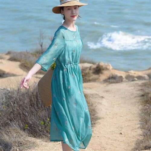 SCUWLINEN Womens Summer Dresses