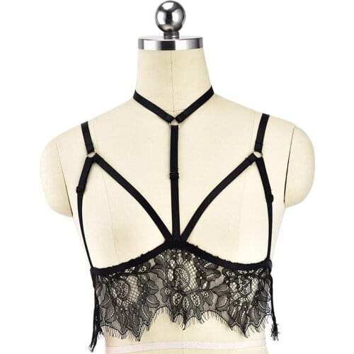 HANAERNE 2020 new womens camisole bra sexy waist lace lace half crop crop top underwear bra punk rock brides garter belts