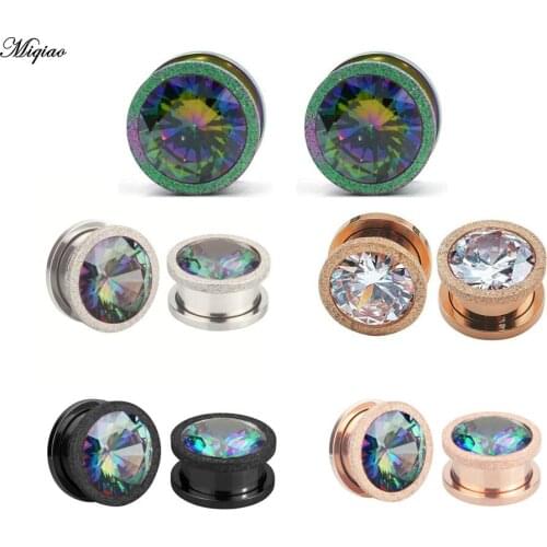 Miqiao 2 Pcs Perforated Jewelry Stainless Steel Pulley Ear Frosted Ear Gauge Plug Hole Extender Plugs and Tunnels Earrings