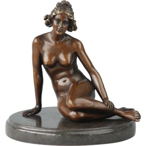 Sitting Nude Woman Statue Hot Cast Bronze Modern Naked Female Sculpture Erotic Art Gallery Bedroom Decoration
