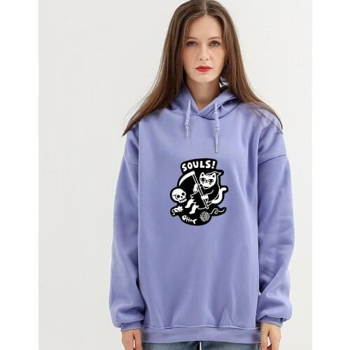 Cat Print Skull Sweatshirt Oversize Kpop Sweatshirt Funny Graphic E Girl Clothes Aesthetic Punk Winter Sweetshirt Sudadera Mujer