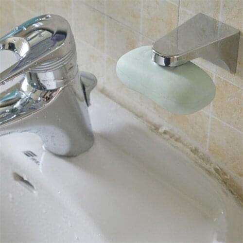 1 pc Household Silver Magnetic Soap Holder Container Dispenser Wall Attachment Adhesion Soap Dishe for Bathroom Accessories