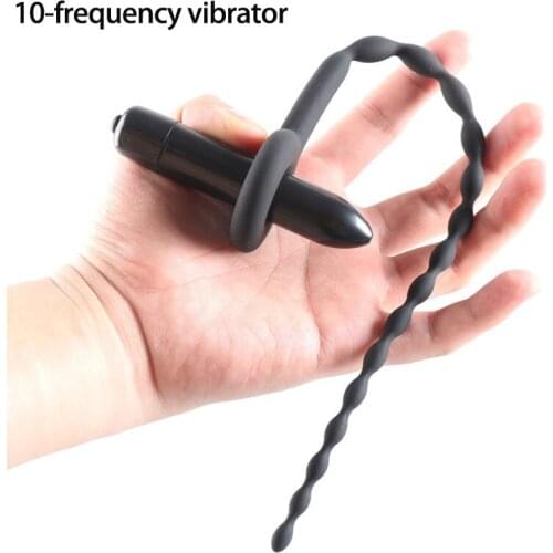 10-Frequency Vibrator Silicone Urethral Sounding Bead Rod Sex Toys For Men Urethral Sound Dilators Penis Insert Plug
