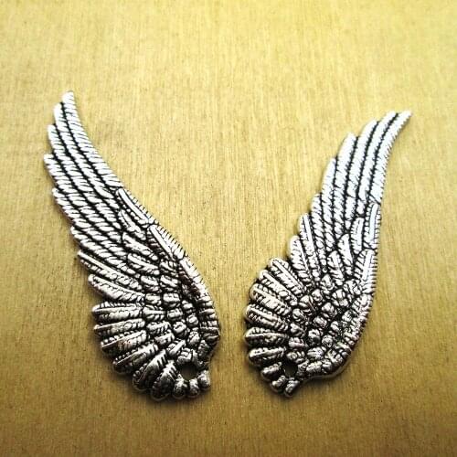 10pcs- 51 x 17 mm Large Angel Wing Charms Large Angel Wing pendants DIY necklace/ bracelets charms antique silver tone