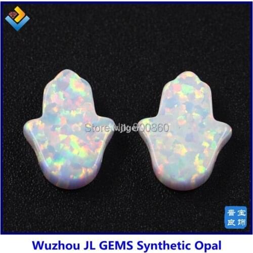 10 pieces/lot) 8*10 mm OP17 white synthetic hamsa opal for necklaces
