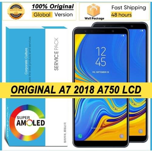 100% Original 6.0'' AMOLED Display for Samsung Galaxy A7 2018 A750 SM-A750F A750F Full LCD Touch Screen Repair Parts