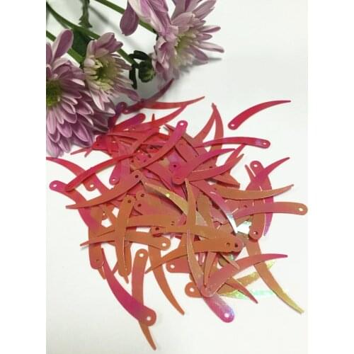 1000pcs Chilli Ivory Shape Sequins 5*32mm PVC Flat Paillette Decoration Children DIY 1 Hole Red AB