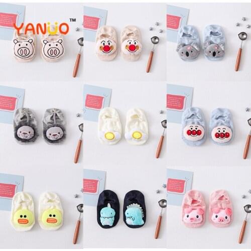 2Pcs/Set Cute Cartoons Animals Baby Pure Cotton Non-Slip Stereoscopic Child Socks Short Sock For 0-6 Years Children Doll Sock