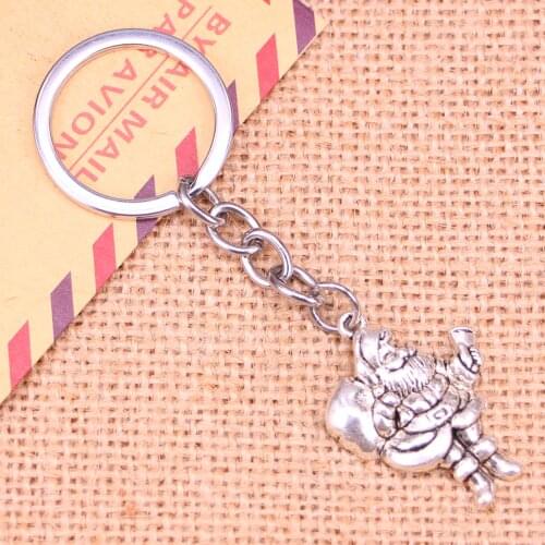 20pcs New Fashion Keychain 33*25 mm Christmas Santa Claus gift Pendants DIY Men Jewelry Car Key Chain Souvenir For Gift