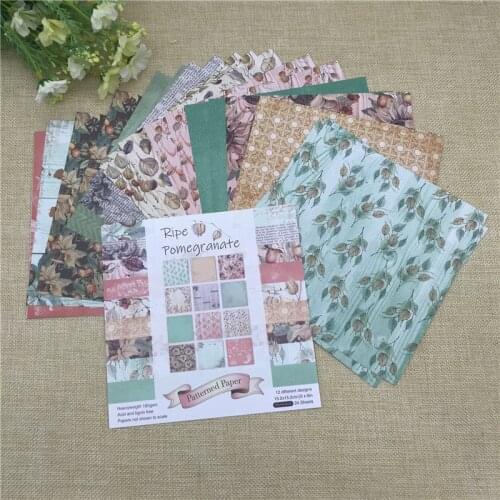 24 sheet 6"X6"Ripe pomegranate the flower patterned paper Scrapbooking paper pack handmade craft paper craft Background pad