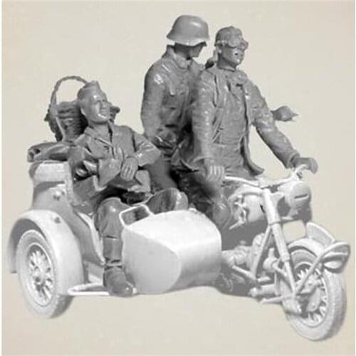 3pcs Unpainted Soldiers (No Car) Resin Figure 1/35 Scale Model Kit Assembly Models Kit Resin Colorless Self-Assembled Toy No.122